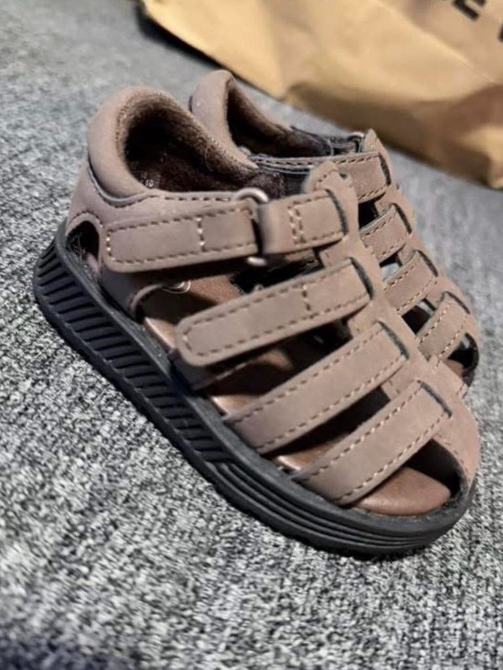 Toddler Closed-Toe Strappy Sandals in Taupe